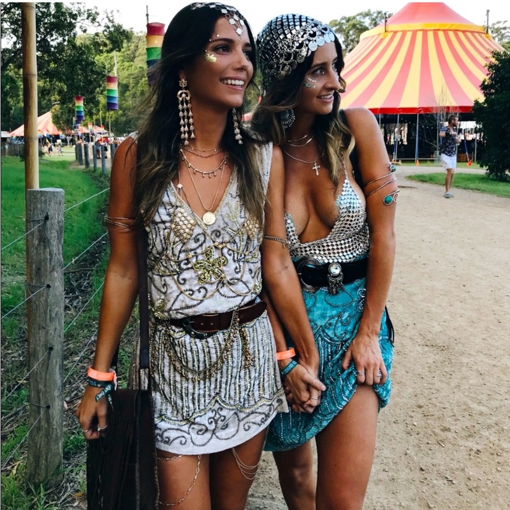 Spell and the gypsy Elsa sequin beaded shift mini dress velvet party shiny